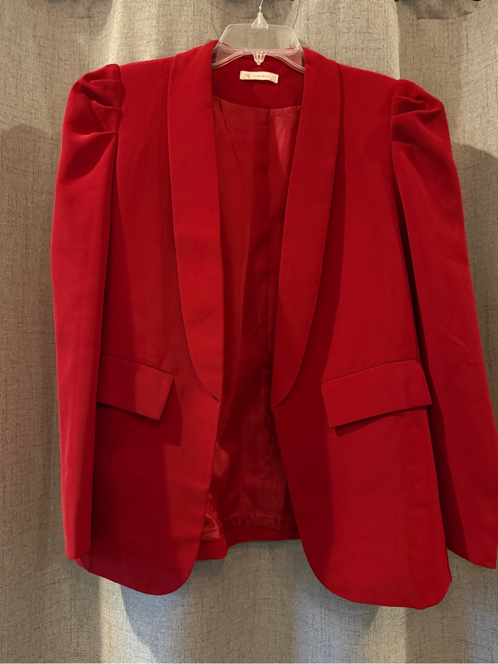 Red Women's Puffy Sleeve Collar Blazer Open Front  Size Medium